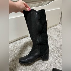 Size 9 Black Leather and Suede under the knee boots bought in NYC Boutique